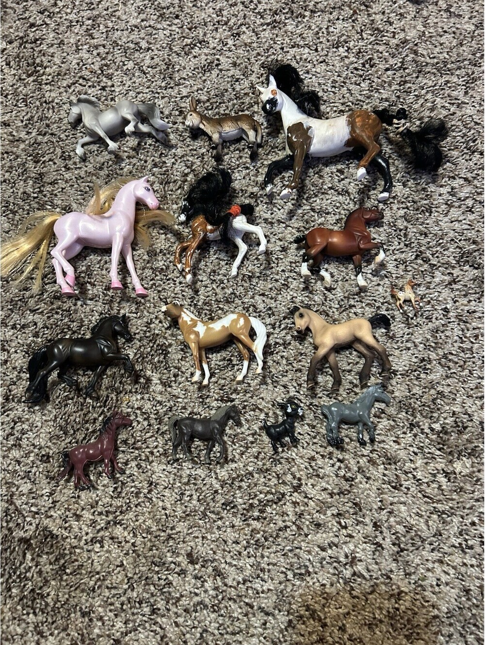 Lot Of Vintage Plastic Horses Donkeys Qty 14